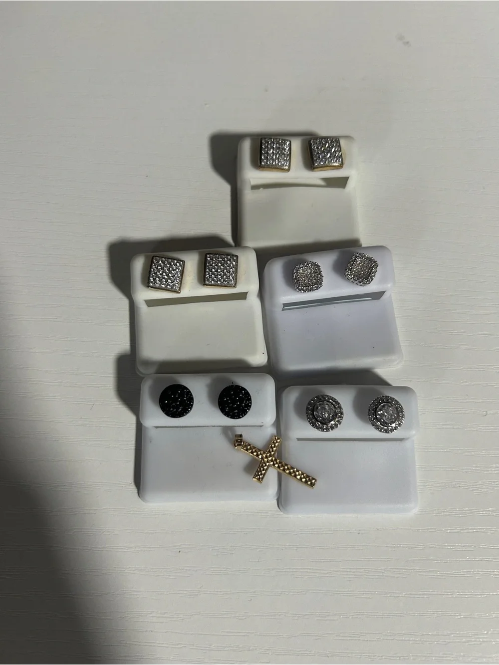 Assorted Men’s Stud Earrings Set - Silver and Black